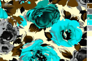 复古水墨风花卉面料印花素材，适用于服装印花设计与成衣开发