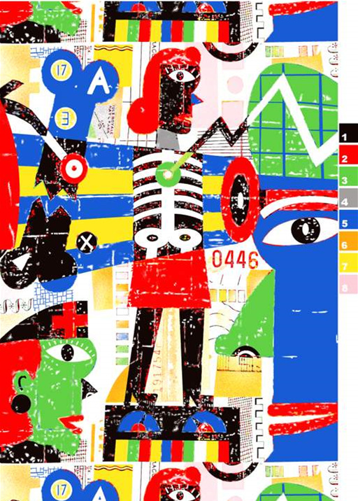 抽象拼贴风面料印花素材,适用于潮牌服装印花设计