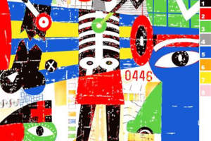 抽象拼贴风面料印花素材，适用于潮牌服装印花设计