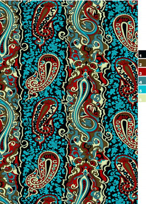 复古佩斯利纹面料印花素材,适用于服装印花设计的高清花型图
