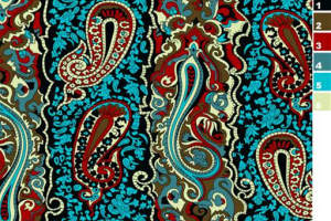 复古佩斯利纹面料印花素材，适用于服装印花设计的高清花型图