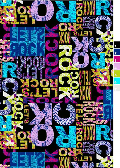 潮流摇滚风面料印花素材,适用于T恤与街头服装印花设计