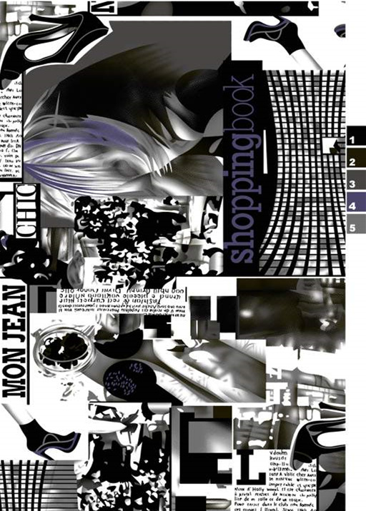 黑白拼贴风面料印花素材,适用于服装印花设计的创意图像