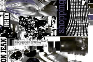 黑白拼贴风面料印花素材，适用于服装印花设计的创意图像