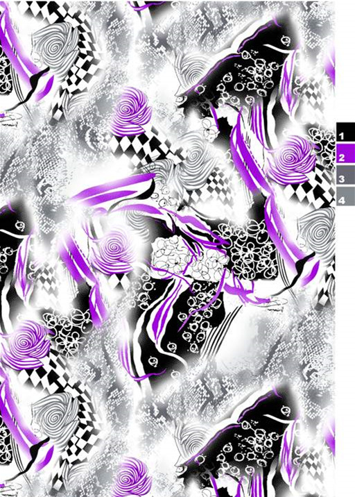 抽象紫黑棋盘格面料印花素材,适用于潮流服装印花设计