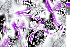 抽象紫黑棋盘格面料印花素材，适用于潮流服装印花设计