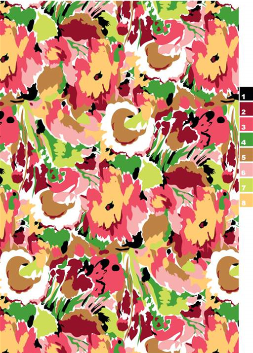 复古手绘风花卉面料印花素材,适用于春夏服装印花设计