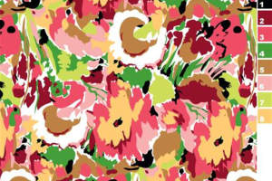 复古手绘风花卉面料印花素材，适用于春夏服装印花设计