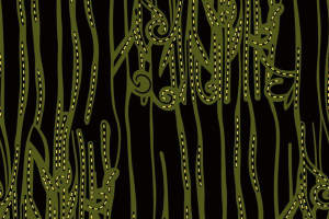 橄榄绿手绘线条风面料印花素材，适用于服装印花设计