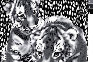 黑白写意虎纹面料印花素材，适用于儿童服装印花设计