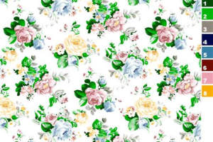 清新复古花卉面料印花素材，适用于女装衬衫与连衣裙服装印花设计