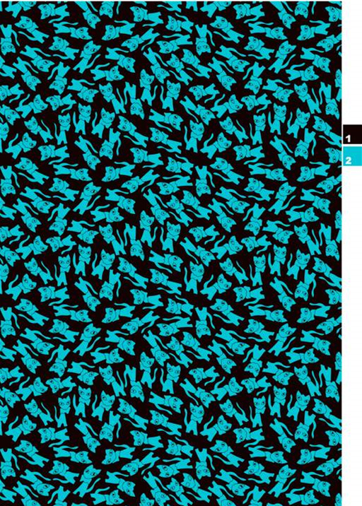 青蓝卡通猫头鹰密集排列面料印花,适用于潮牌服装印花素材