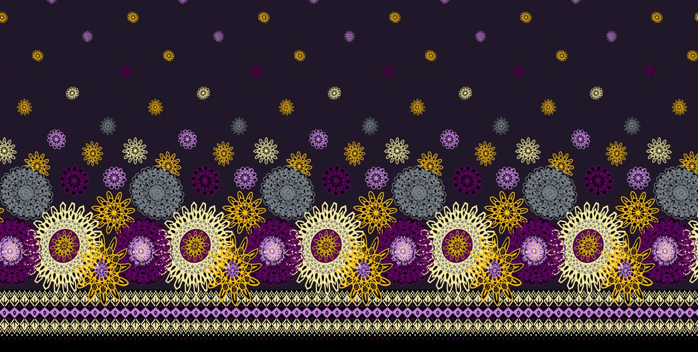 复古民族风面料印花素材,适用于服装印花设计的高清花型图案