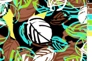 抽象叶形撞色面料印花素材，适用于春夏服装印花设计