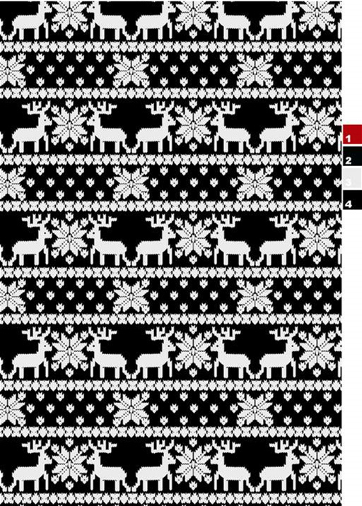 北欧风驯鹿雪花图案面料印花素材,适用于秋冬服装印花设计