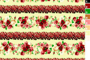 复古花卉条纹面料印花素材，适用于服装印花设计与数码印染