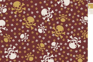 复古骷髅头图案面料印花素材，适用于潮牌服装印花设计