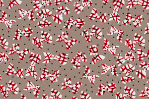 红白格纹蝴蝶结波点面料印花素材，适用于儿童服装印花设计