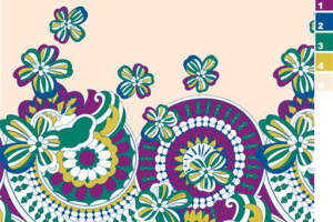 复古民族风面料印花素材图，适用于服装印花设计与数码印染