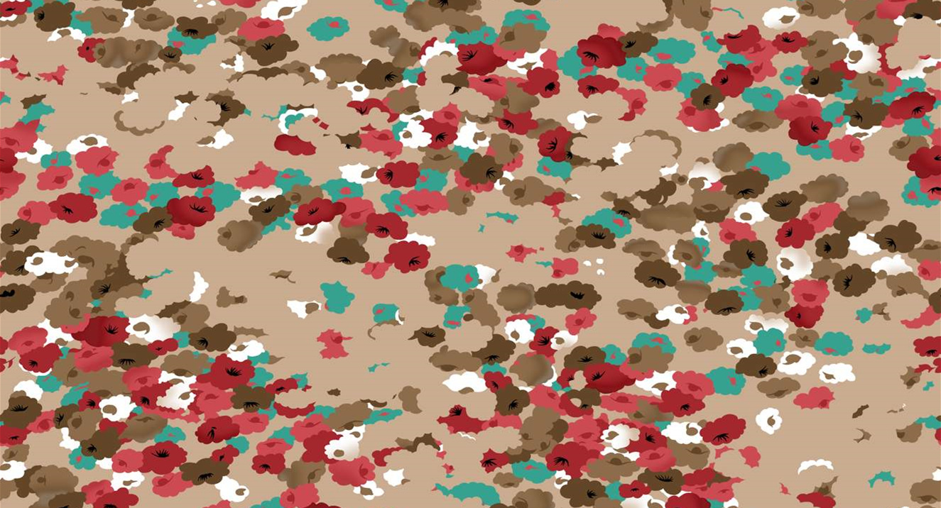 复古花卉簇拥风格面料印花素材,适用于服装印花设计