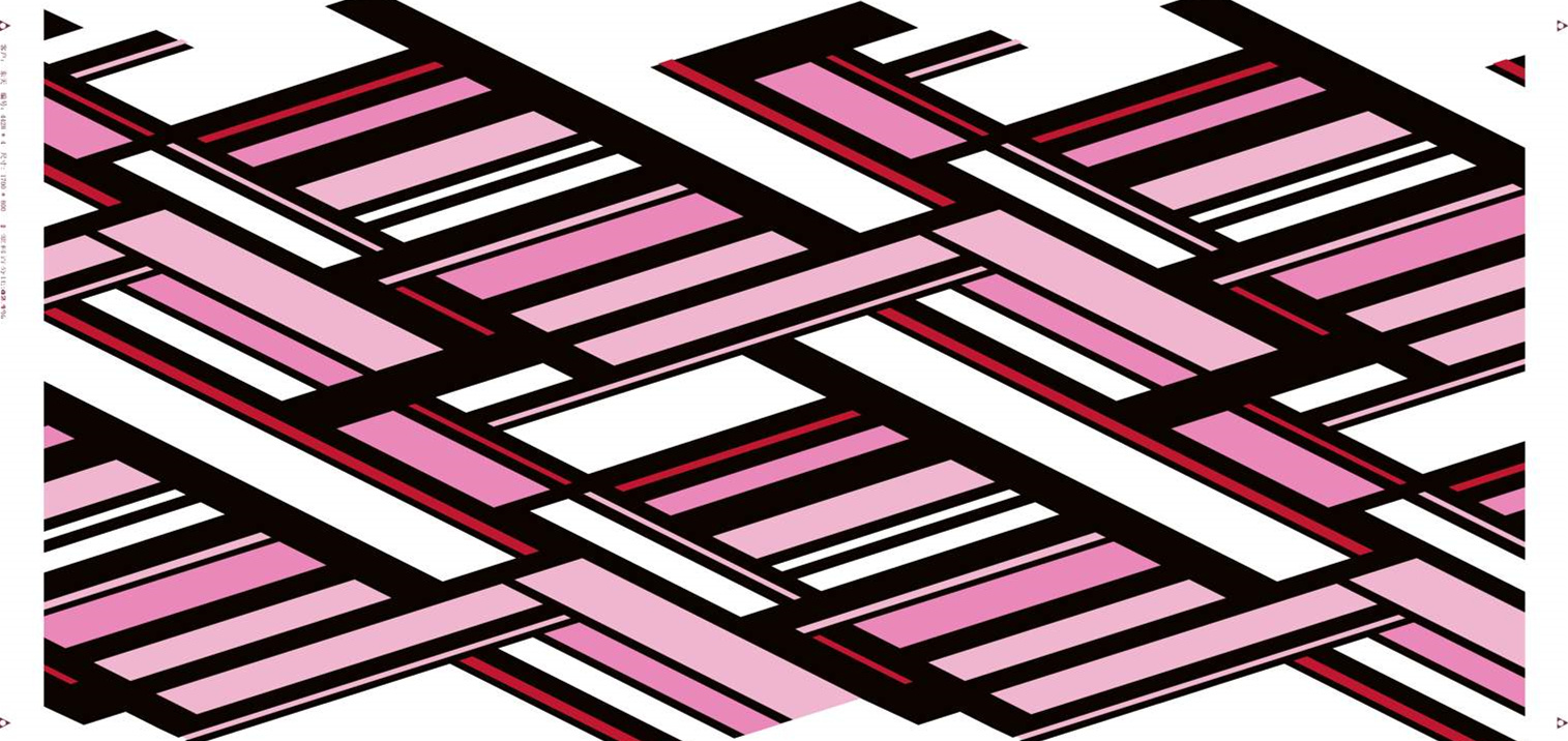 几何交错粉黑条纹面料印花素材,适用于现代简约服装印花设计