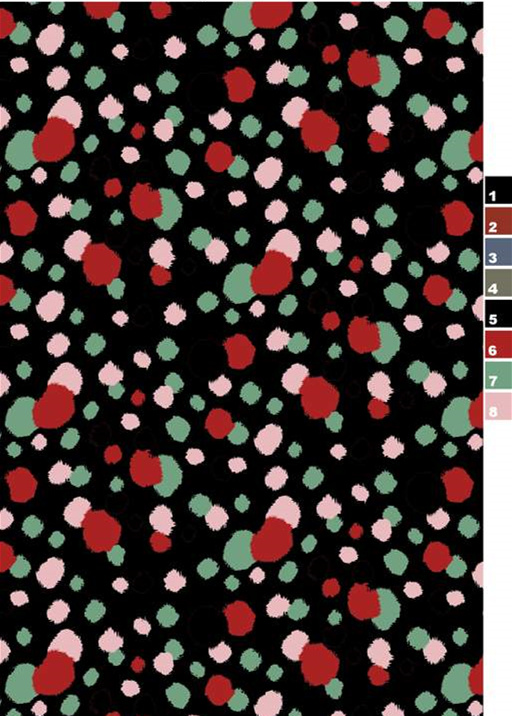 复古波点面料印花素材图,适用于T恤与童装服装印花设计