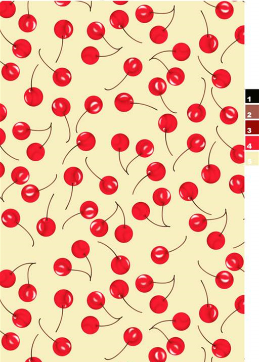 樱桃手绘风面料印花素材,清新可爱适用于儿童服装印花设计