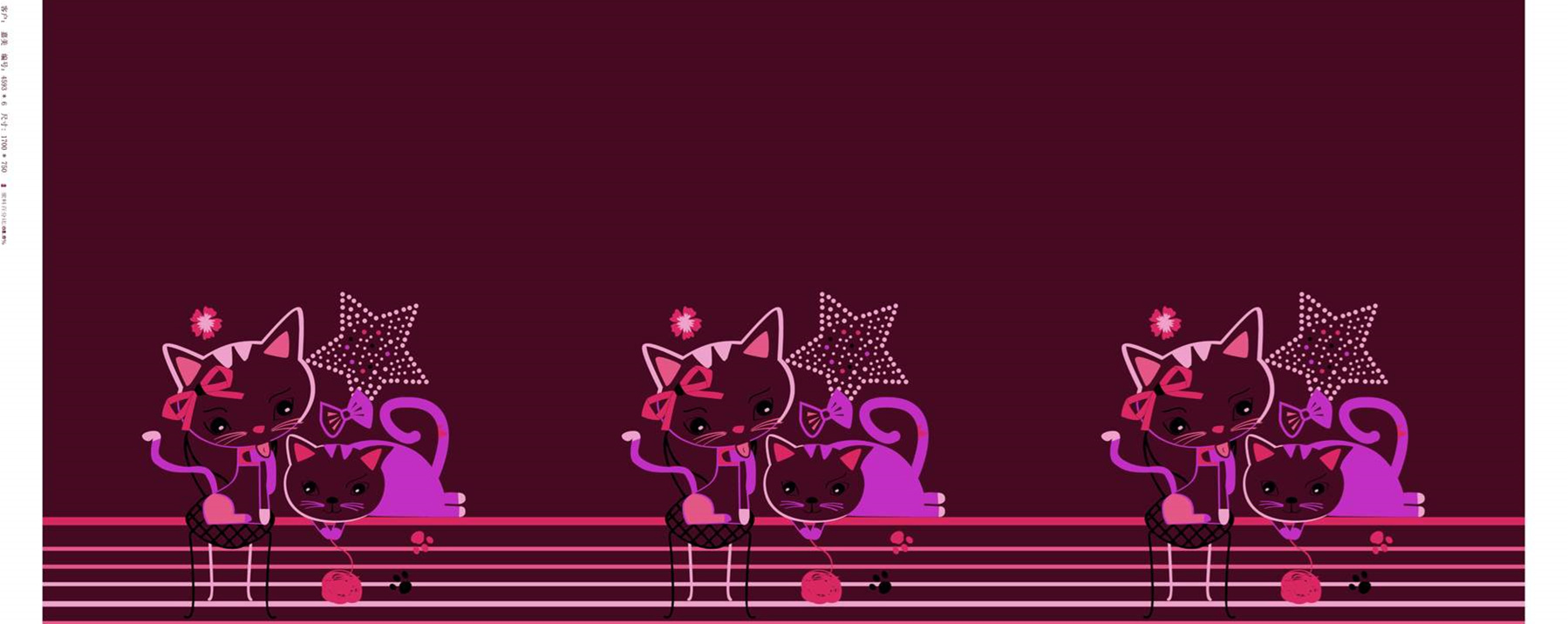 可爱猫咪主题面料印花素材,适用于儿童服装印花设计