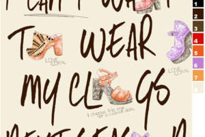 手绘风高跟鞋插画面料印花素材，适合春夏服装印花设计