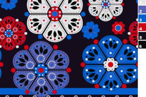 民族风几何花卉面料印花素材，适用于服装印花设计与数码印染