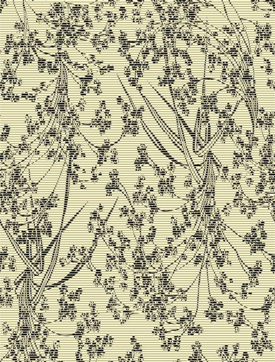 复古手绘风植物线条面料印花素材,适用于服装印花设计