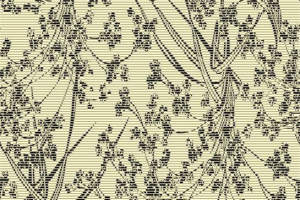 复古手绘风植物线条面料印花素材，适用于服装印花设计