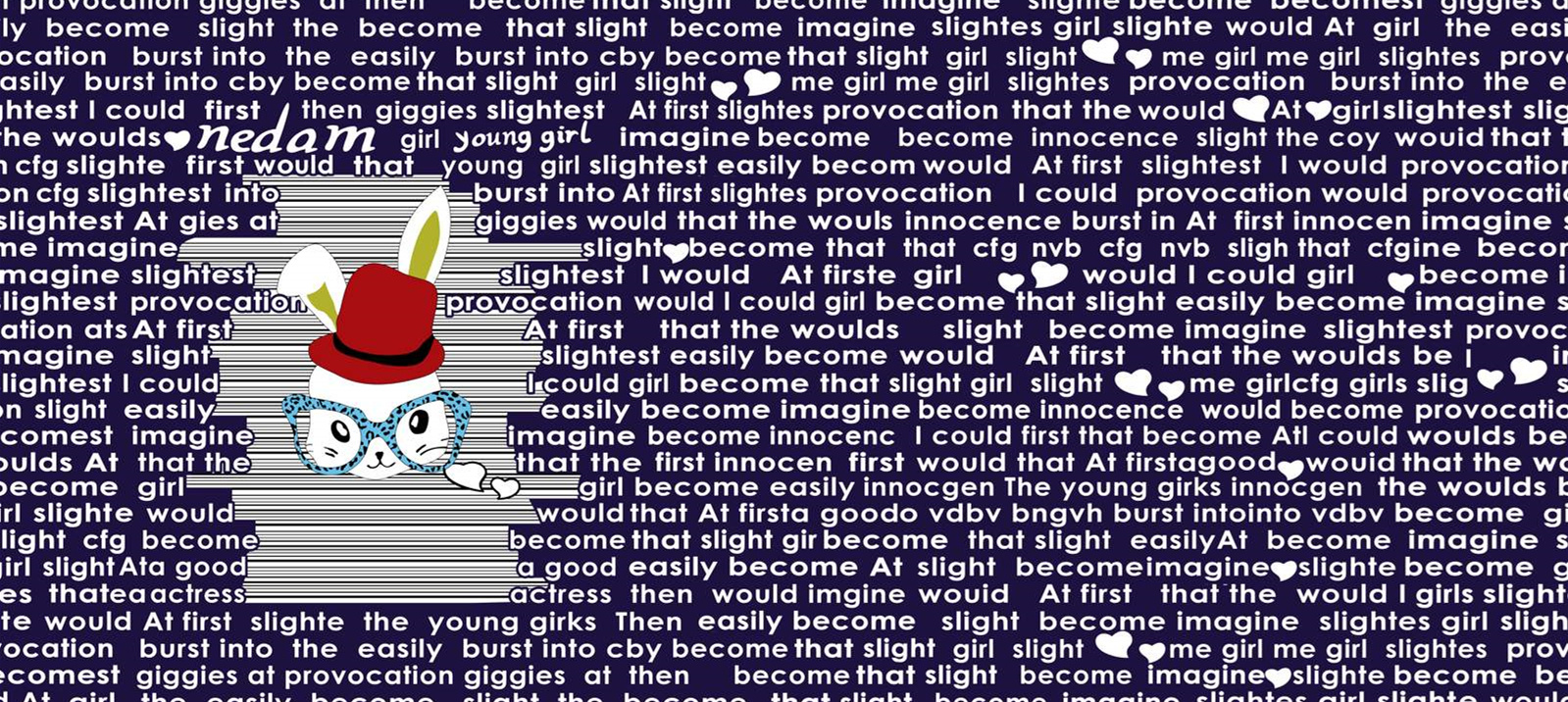 复古文艺风兔子插画面料印花素材,适用于T恤与童装服装印花设计