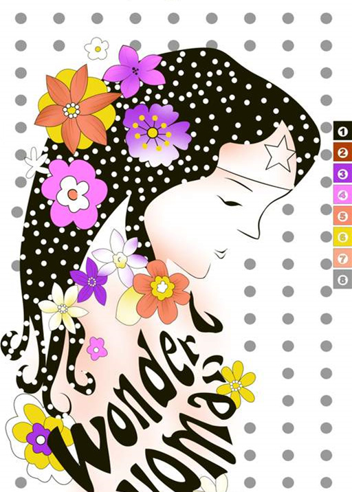 波点少女花卉插画面料印花素材,适用于T恤与连衣裙服装印花设计