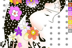 波点少女花卉插画面料印花素材，适用于T恤与连衣裙服装印花设计