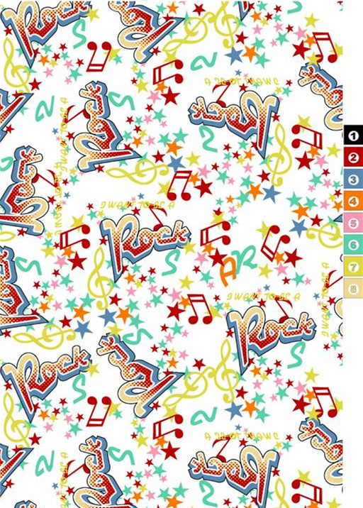 活力摇滚风面料印花素材,适用于T恤卫衣等服装印花设计