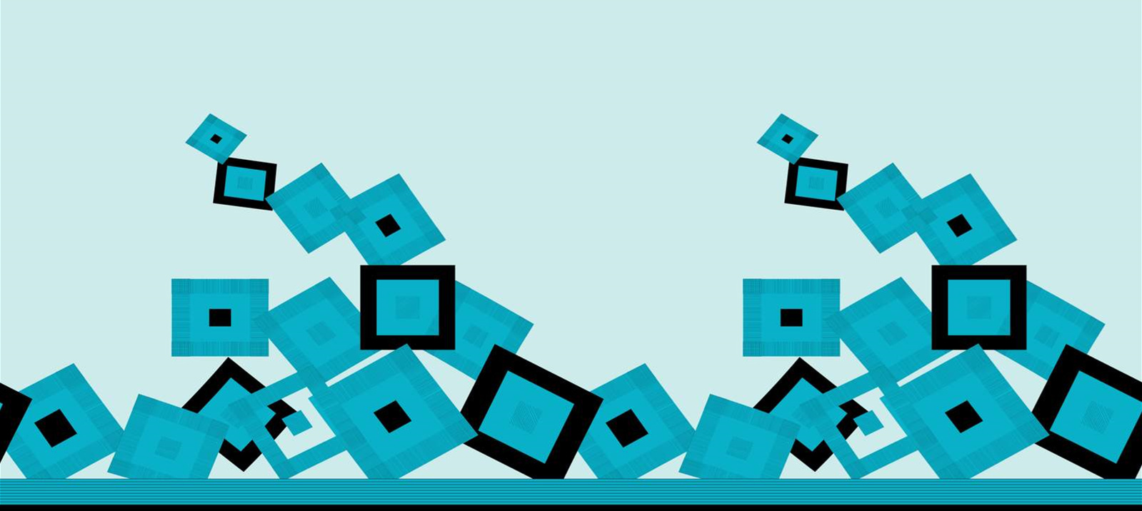 几何叠层蓝调面料印花素材,适用于现代服装印花设计