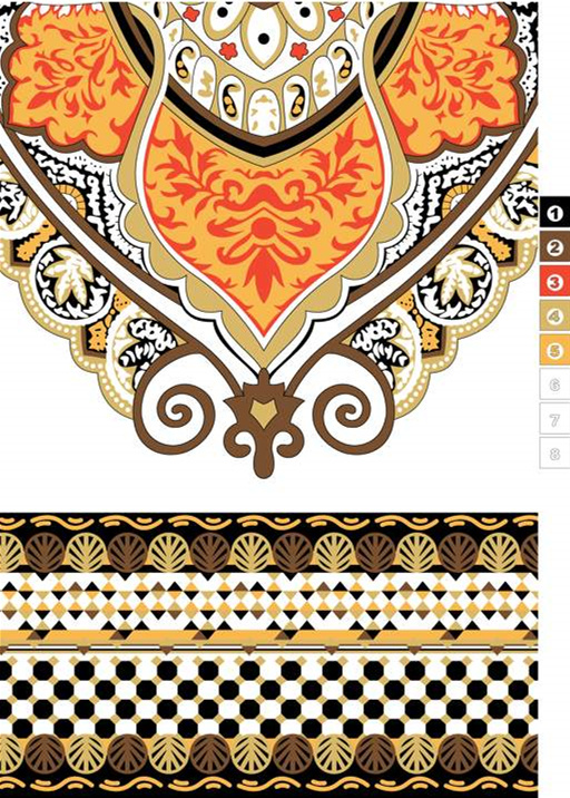 复古巴洛克风格面料印花素材,适用于服装印花设计与高端服饰定制