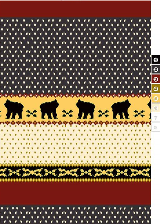 北欧风熊纹针织纹理面料印花素材,适用于秋冬服装印花设计