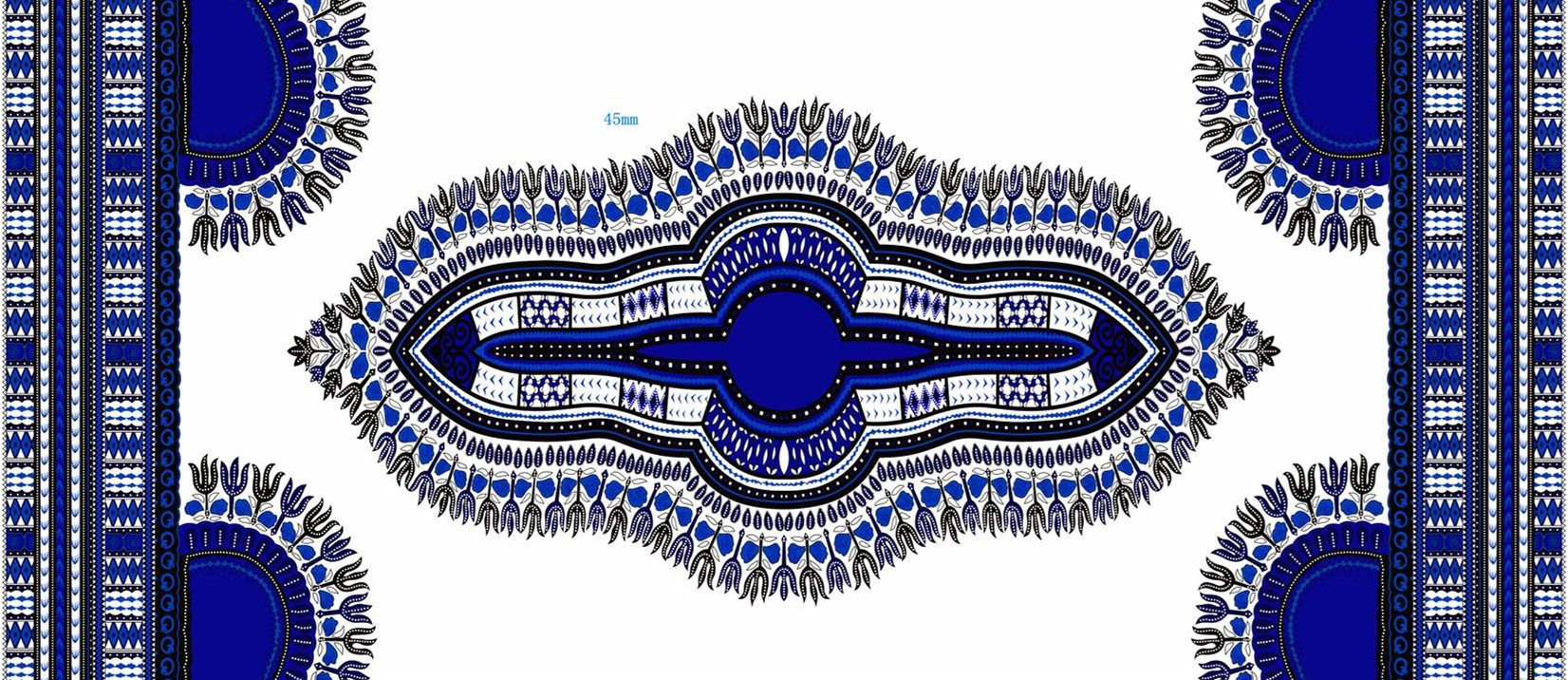 蓝白几何民族风面料印花素材,适用于服装印花设计与数码印染