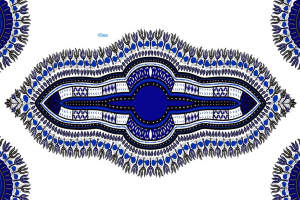 蓝白几何民族风面料印花素材，适用于服装印花设计与数码印染