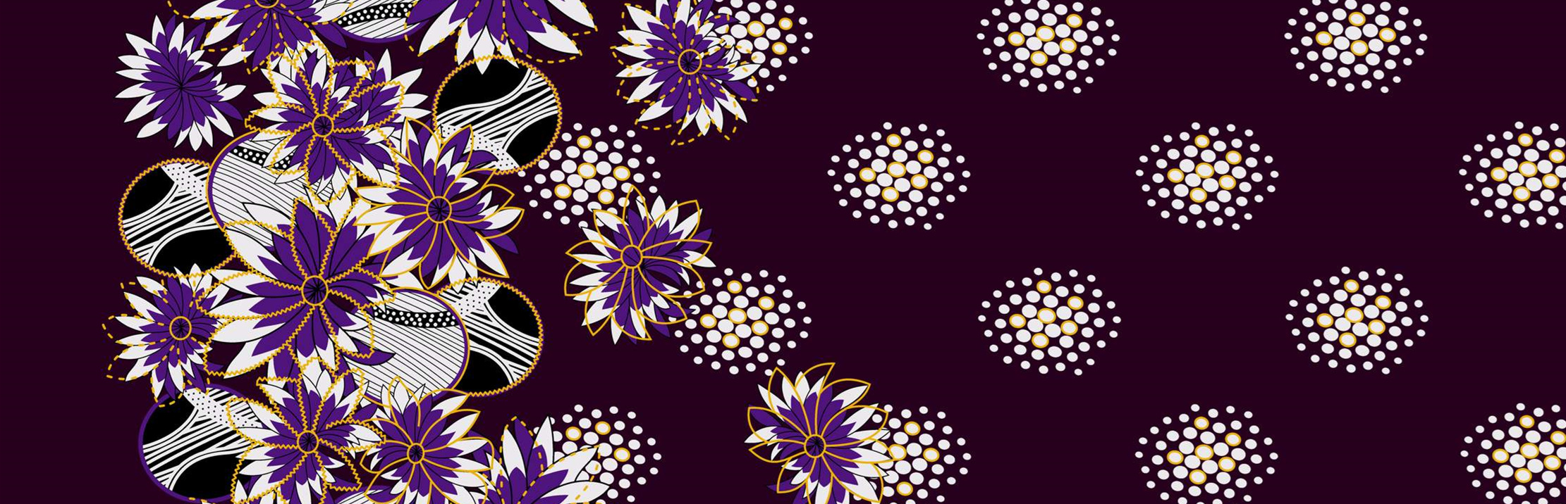 紫白撞色花卉面料印花素材,适用于服装印花设计与数码印染