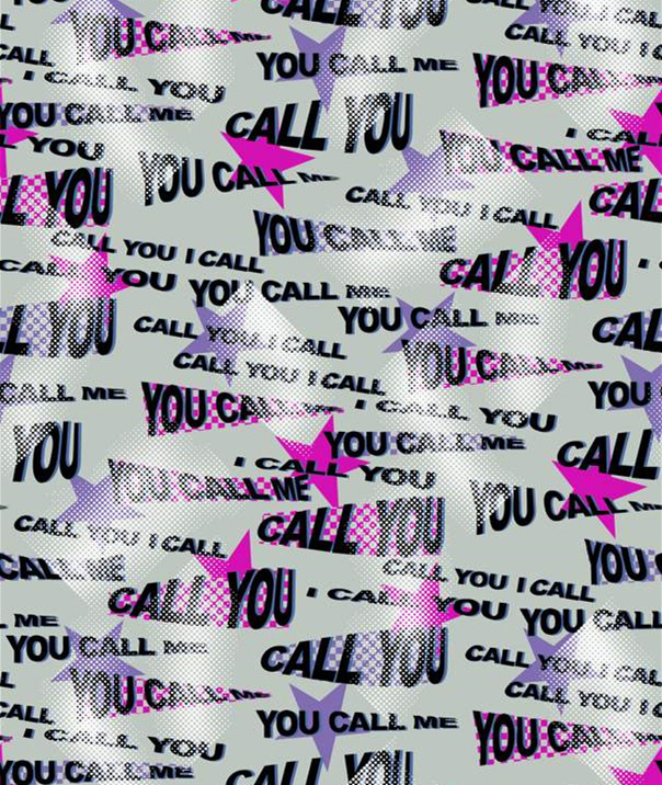 潮流文字星形图案面料印花素材,适用于服装印花设计