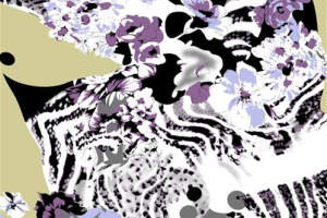 抽象花卉与斑马纹融合的服装印花素材，适用于时尚面料印花设计