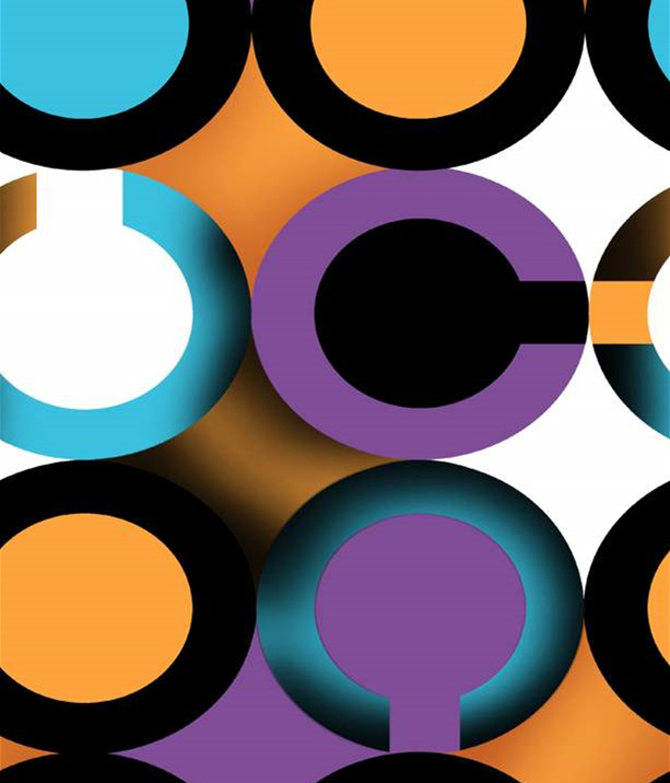 几何叠层环形图案面料印花素材,适用于现代休闲服装印花设计