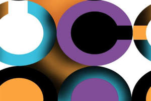 几何叠层环形图案面料印花素材，适用于现代休闲服装印花设计