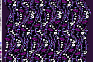 紫韵流波小花面料印花素材，适用于女装衬衫与连衣裙服装印花设计