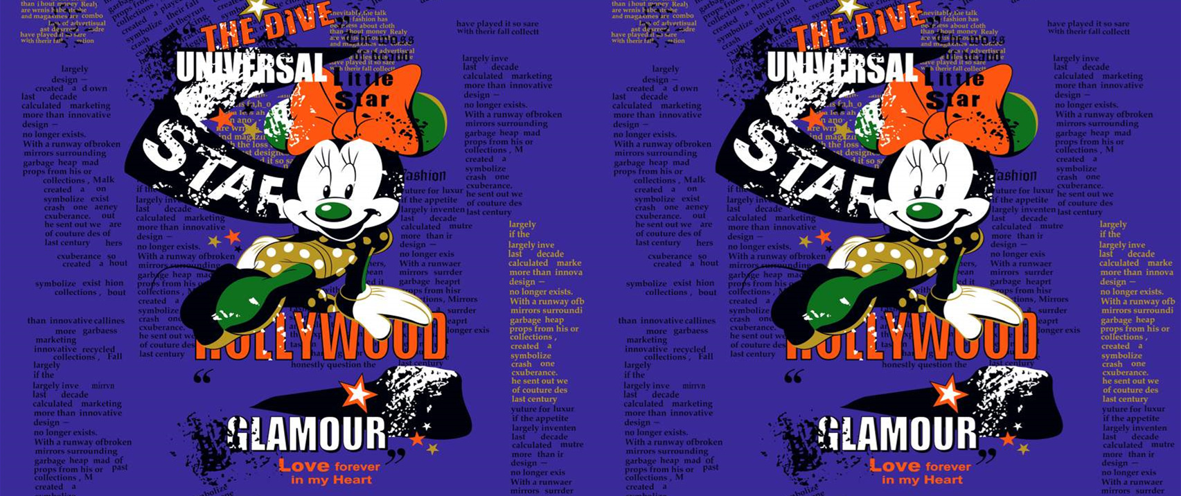 复古潮流米妮主题面料印花素材,适用于服装印花设计