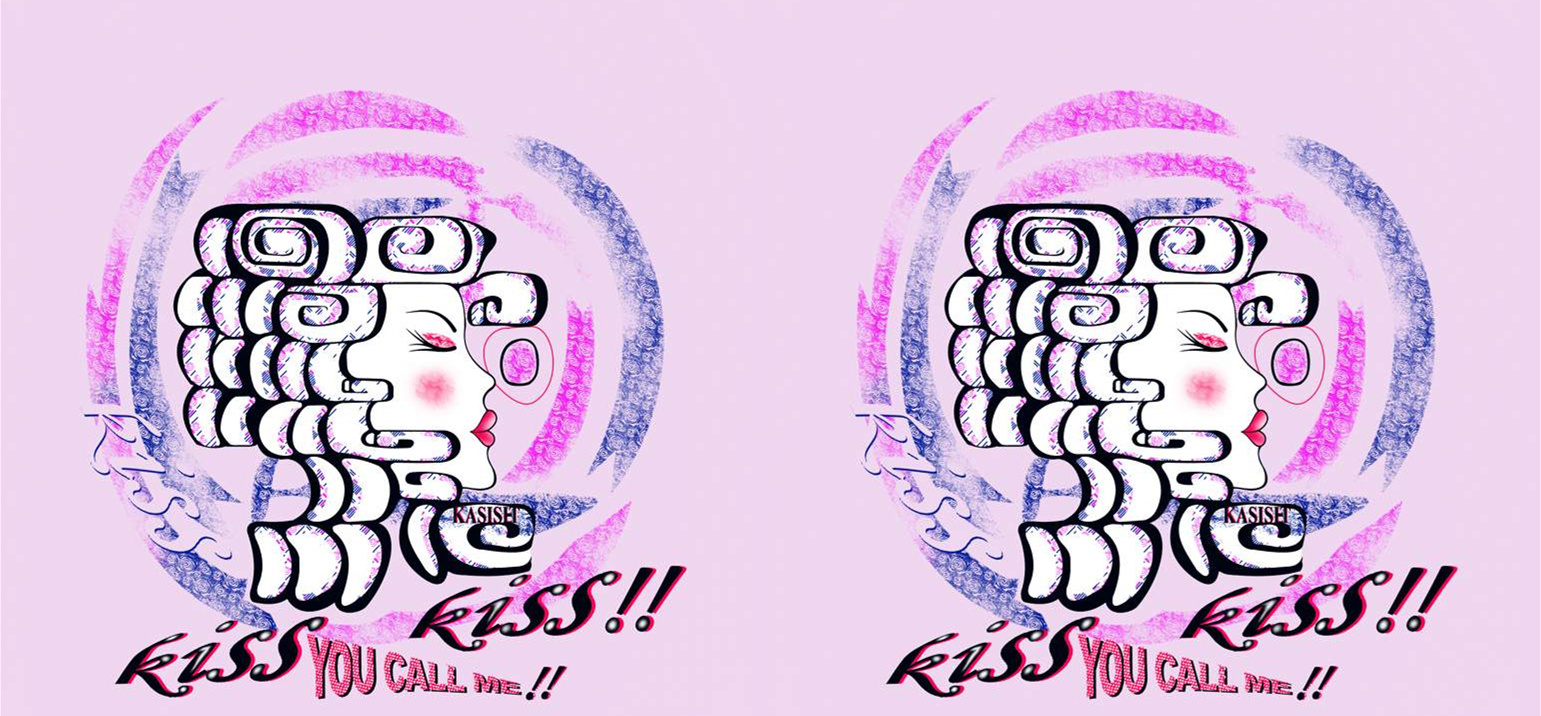 抽象女性侧脸纹理面料印花素材,适用于服装印花设计