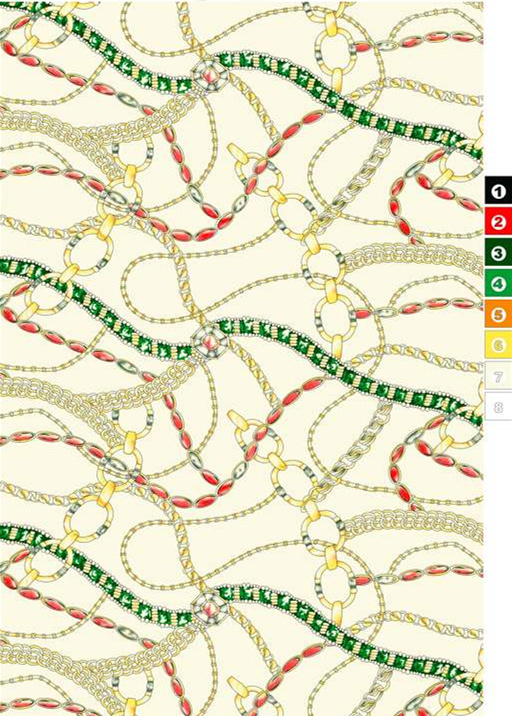 链条与宝石交织的复古风面料印花素材,适用于服装印花设计